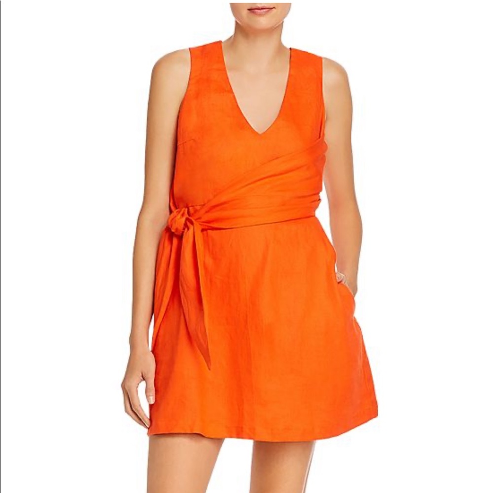 Bright orange wrap dress
